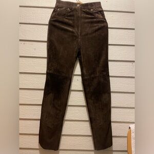 Oakwood Classic Chocolate Brown Suede Leather 5 Pocket Jean 28” x 33”